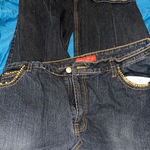 Goodfellow & Co Black Relaxed Jeans with Yellow Accents